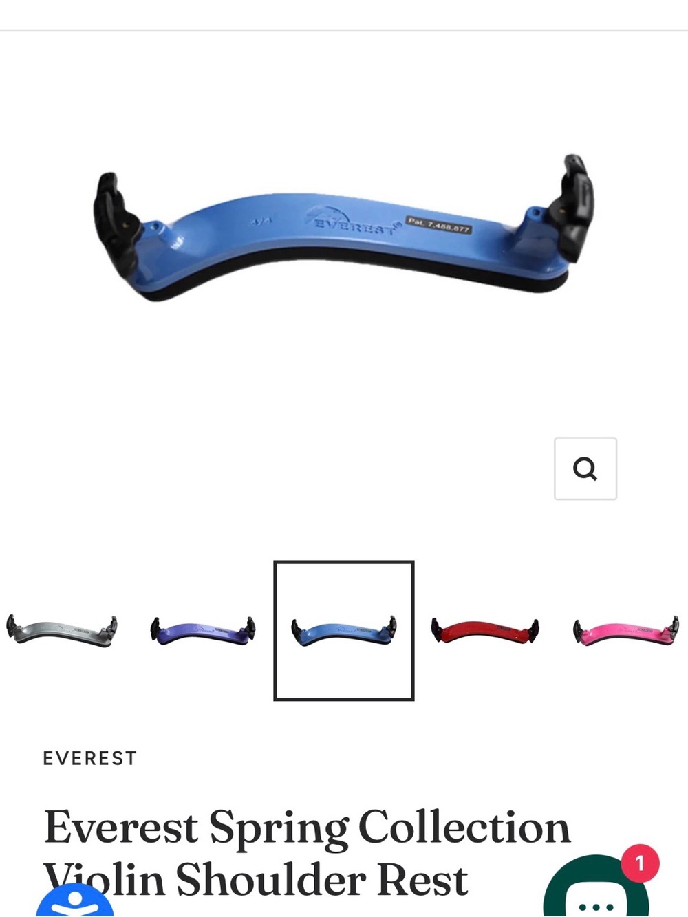 NWT Everest Spring Collection Violin Shoulder Rest 1/4